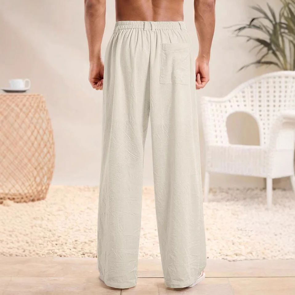 Men's Pants – Relaxed Fit – Breathable Natural Fabric – Elastic Waist – Full Length - Image 4