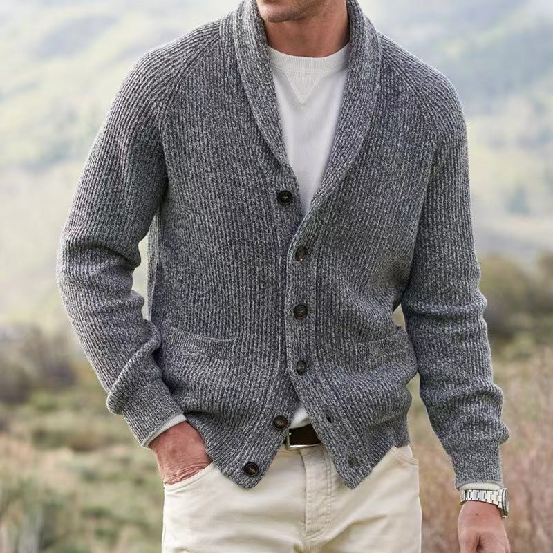 Men's cardigan – Wool – Tailored fit – Shawl collar – Button fastening – Pocket details - Image 5