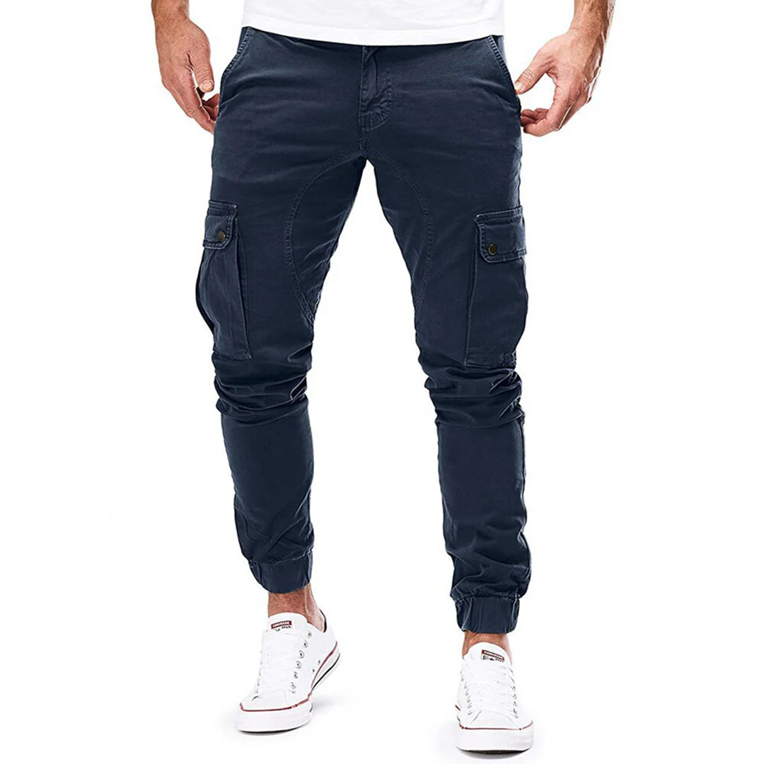 Men's cargo pants – Slim fit – Cotton – Elastic waistband – Ribbed cuffs – Multiple pockets - Image 5