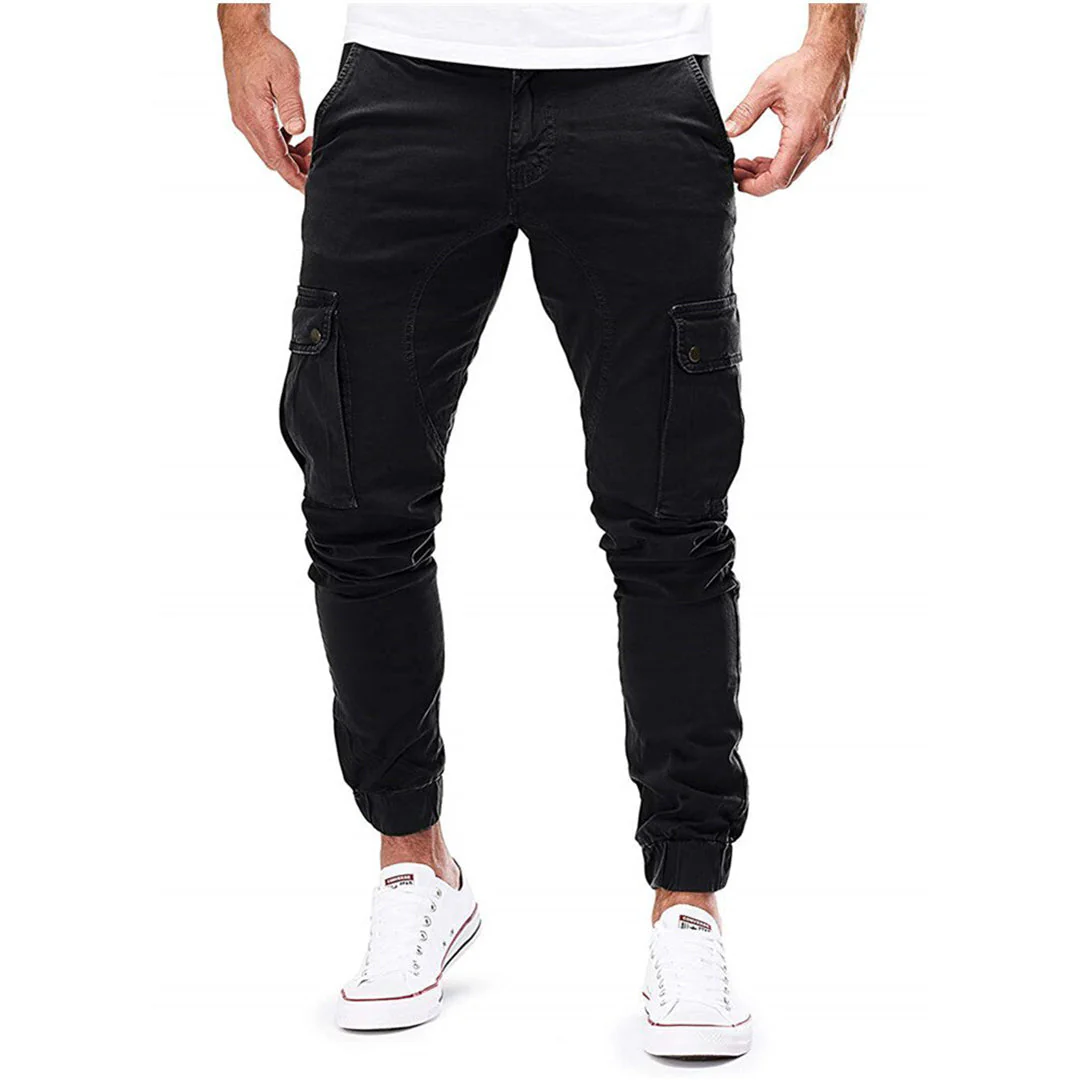Men's cargo pants – Slim fit – Cotton – Elastic waistband – Ribbed cuffs – Multiple pockets - Image 6