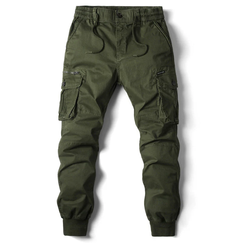 Men's cargo pants – Relaxed fit – Cotton – Elastic waistband and cuffs – Many pockets - Image 2