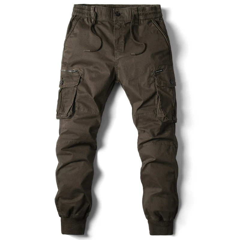Men's cargo pants – Relaxed fit – Cotton – Elastic waistband and cuffs – Many pockets - Image 4