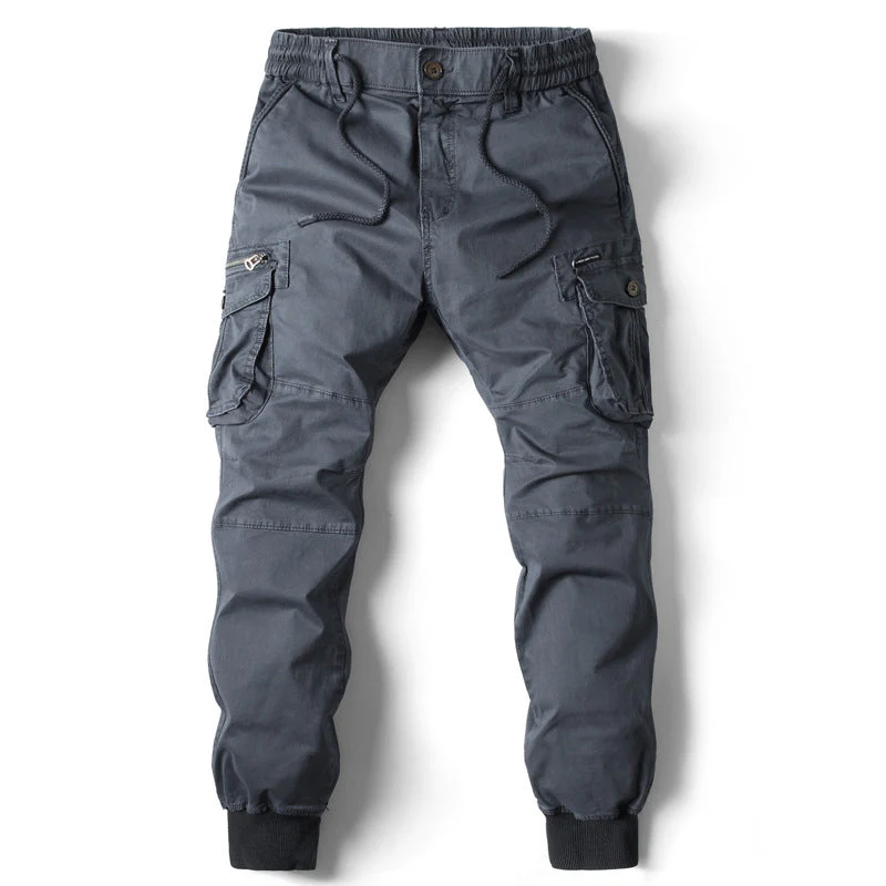 Men's cargo pants – Relaxed fit – Cotton – Elastic waistband and cuffs – Many pockets - Image 5