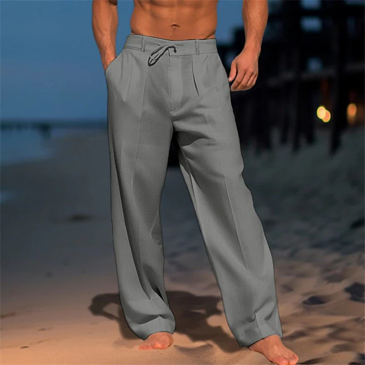 Men's Casual Pants – Relaxed Fit – Natural Fabrics – Drawstring Waist – Full Length - Image 2