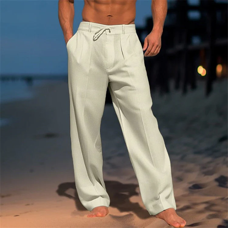 Men's Casual Pants – Relaxed Fit – Natural Fabrics – Drawstring Waist – Full Length - Image 3