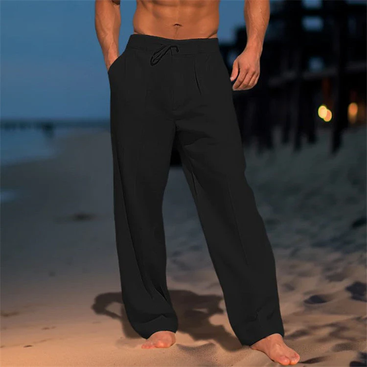 Men's Casual Pants – Relaxed Fit – Natural Fabrics – Drawstring Waist – Full Length - Image 4