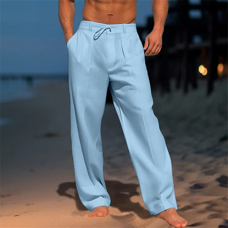 Men's Casual Pants – Relaxed Fit – Natural Fabrics – Drawstring Waist – Full Length - Image 5