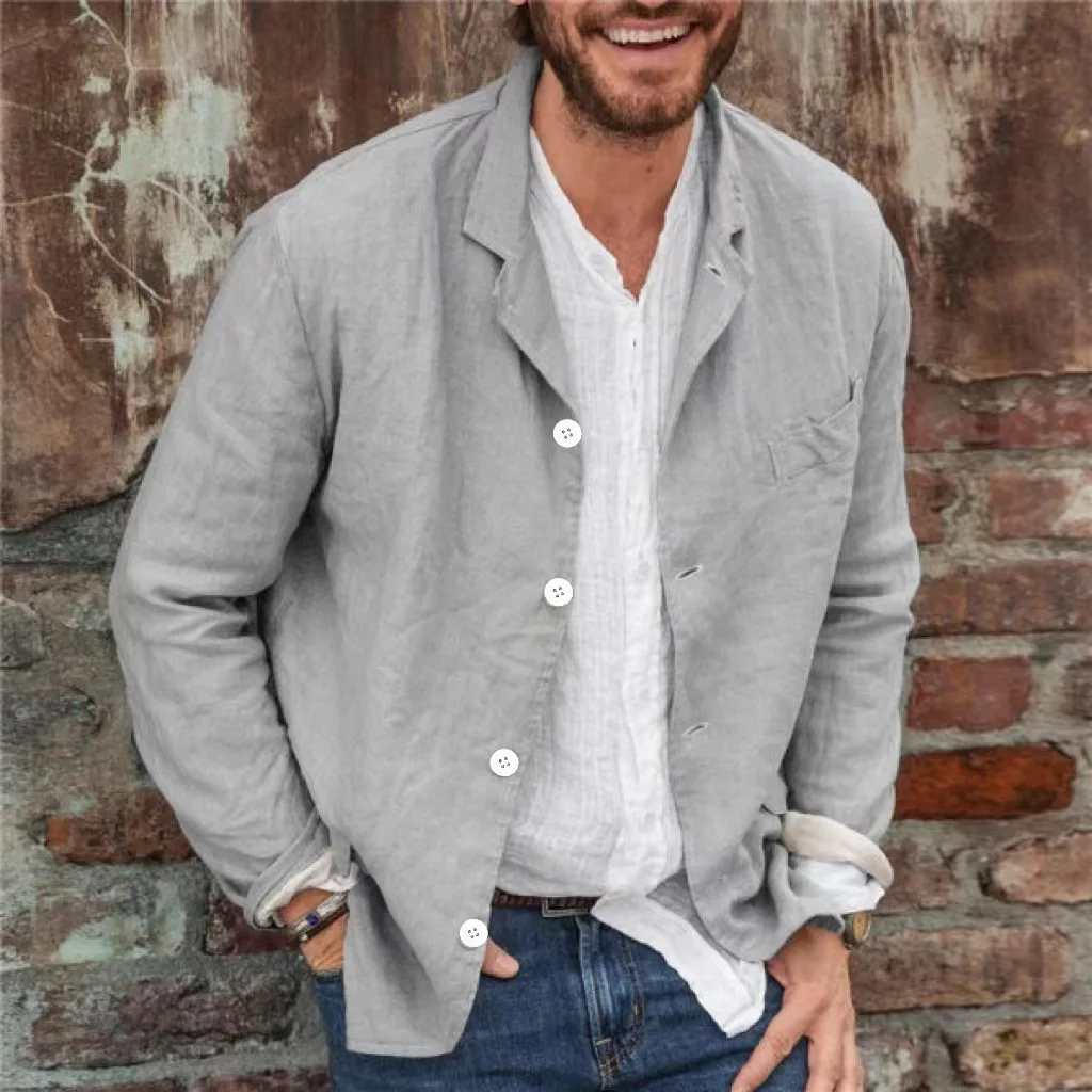 Men's Casual Jacket – Relaxed Fit – Breathable Material – Button Closure – Notched Lapel - Image 3