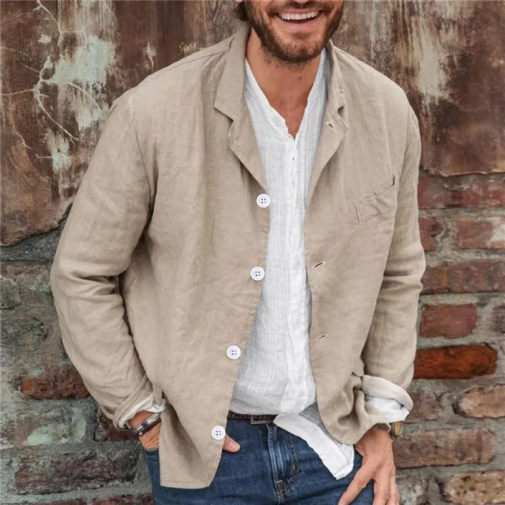 Men's Casual Jacket – Relaxed Fit – Breathable Material – Button Closure – Notched Lapel - Image 4