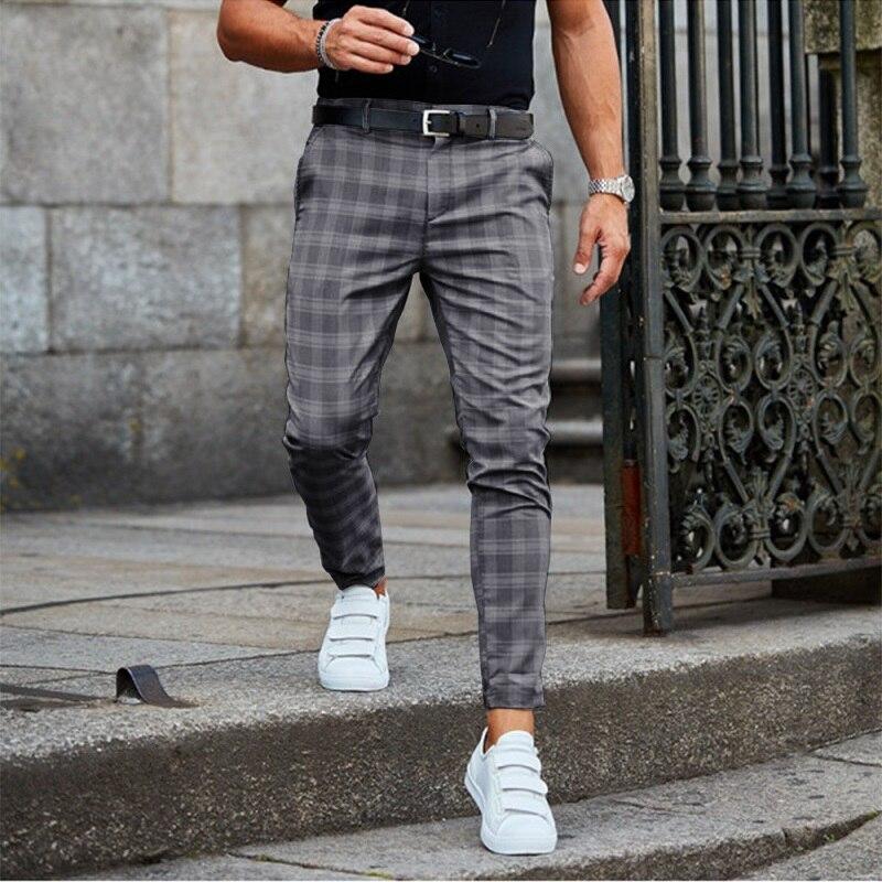Men's Chino Pants – Slim Fit – Tapered Leg – Breathable Material – Check Pattern - Image 3