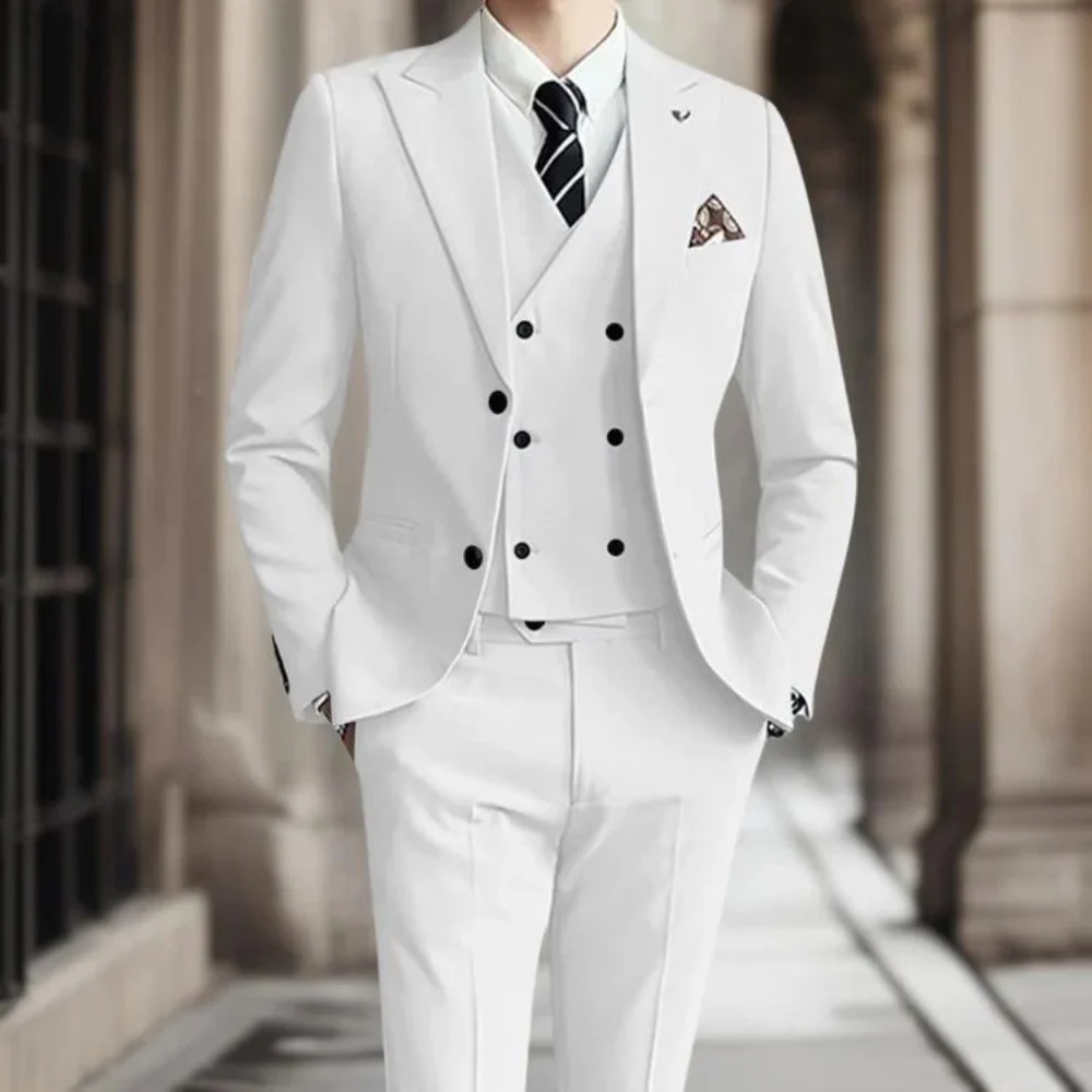 Men's Blazer – Slim Fit – Wool Mix – Double-Breasted – Formally Lined Suit Jacket - Image 4