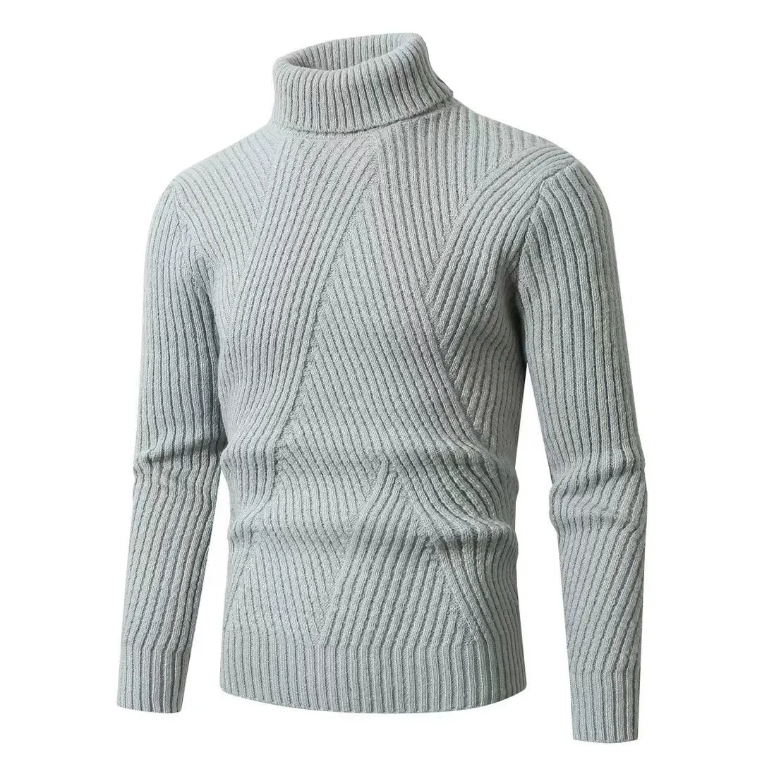 Men's Turtleneck – Slim Fit – Ribbed Wool – Long Sleeves – Comfortable Fit