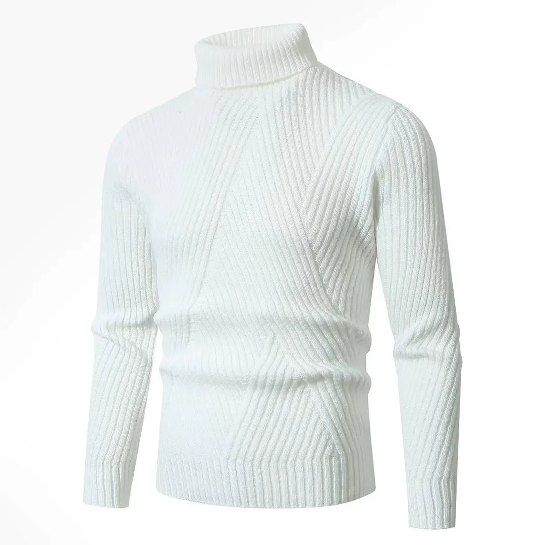Men's Turtleneck – Slim Fit – Ribbed Wool – Long Sleeves – Comfortable Fit - Image 2