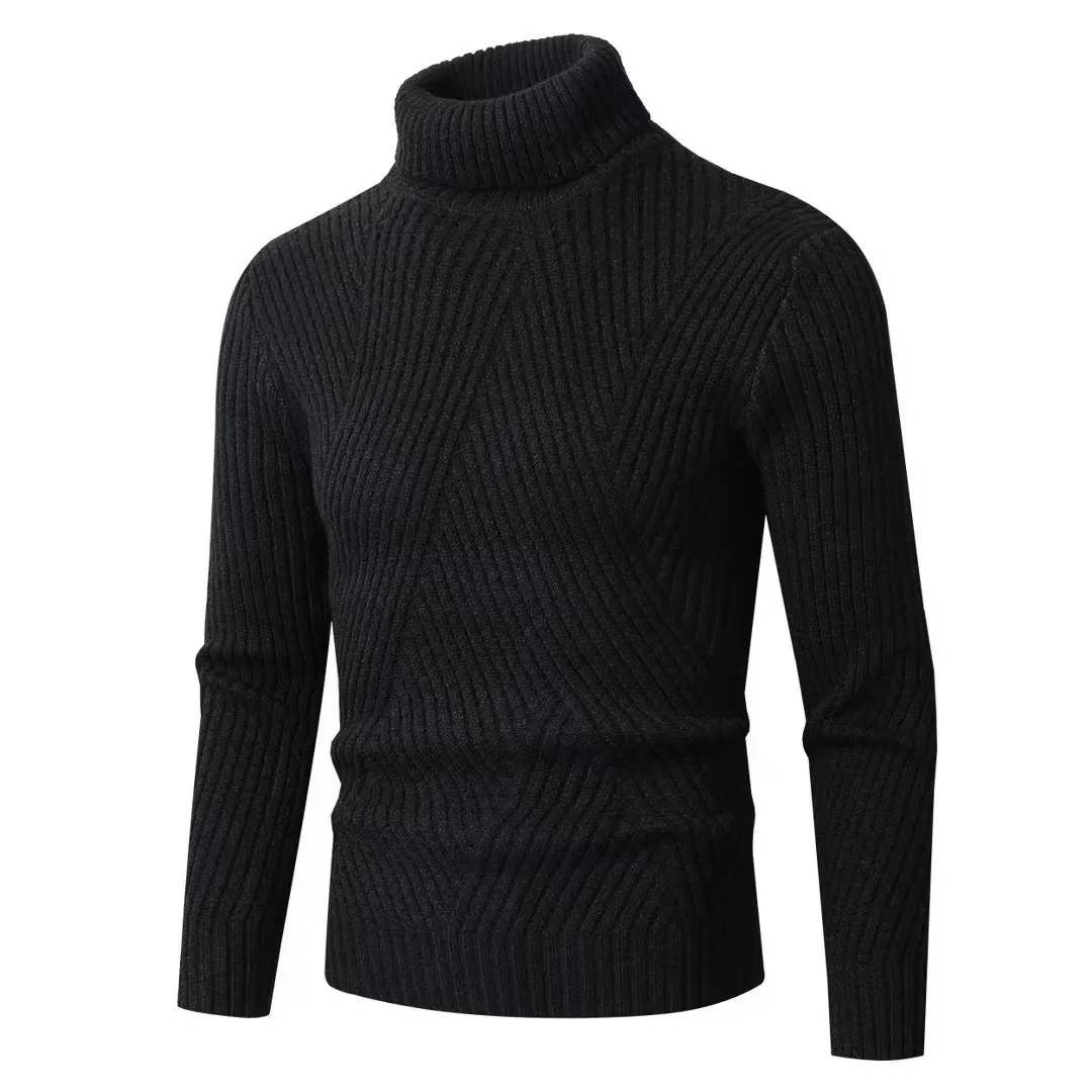 Men's Turtleneck – Slim Fit – Ribbed Wool – Long Sleeves – Comfortable Fit - Image 3