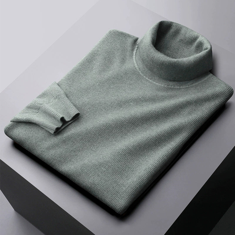 Men's Turtleneck – Wool – Regular Fit – Ribbed Cuffs – Breathable and Timeless Design - Image 2