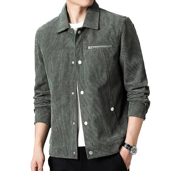 Men's Corduroy Jacket – Regular Fit – Button Closure – Chest Pocket with Zipper – Casual - Image 4