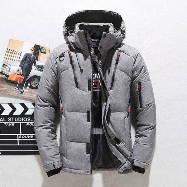 Men's Down Jacket – Quilted – Hood – Zip Closure – Hip Length – Regular Fit - Image 2