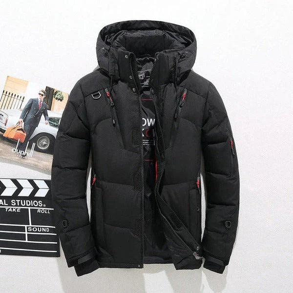 Men's Down Jacket – Quilted – Hood – Zip Closure – Hip Length – Regular Fit - Image 3