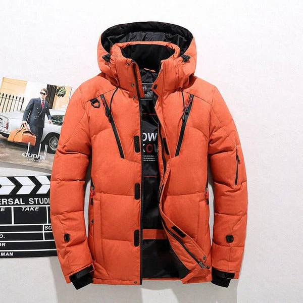 Men's Down Jacket – Quilted – Hood – Zip Closure – Hip Length – Regular Fit - Image 4