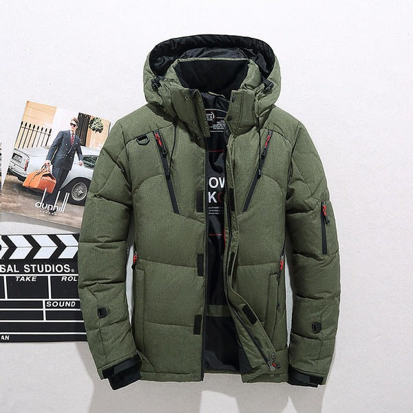 Men's Down Jacket – Quilted – Hood – Zip Closure – Hip Length – Regular Fit - Image 5