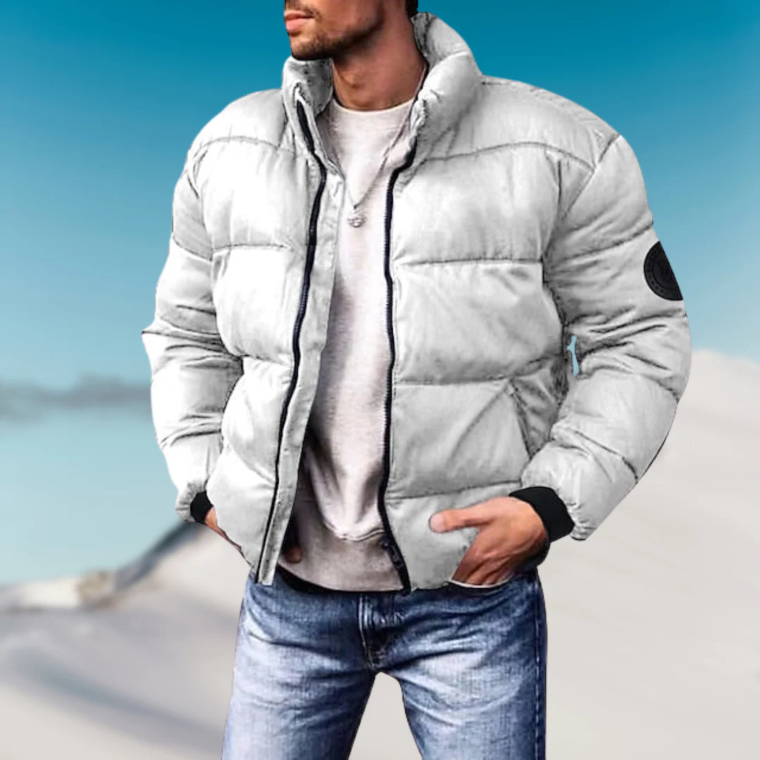 Men's Down Jacket – Padded Regular Fit – High Collar – Ribbed Cuffs – Casual Style - Image 4