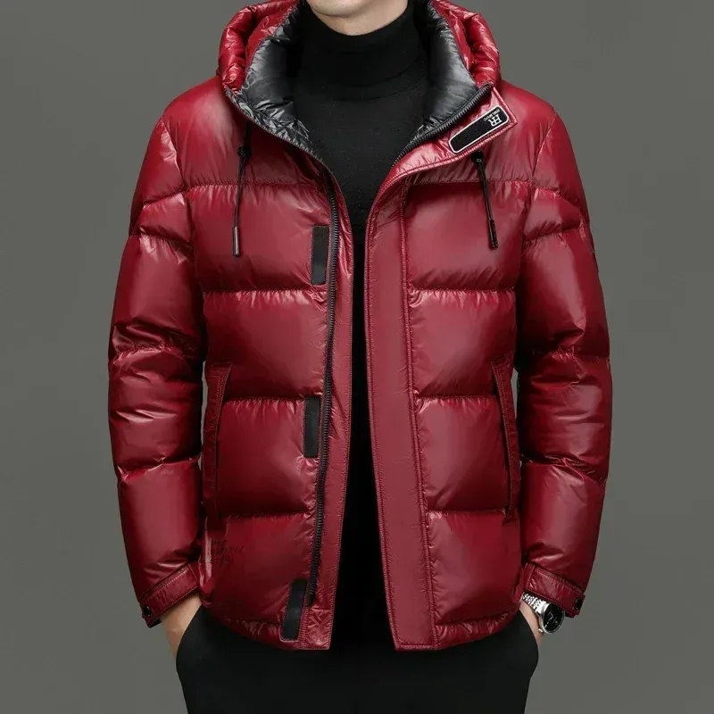 Men's Down Jacket – Regular Fit – Water-repellent – Hood – Zip and Button Closure - Image 2