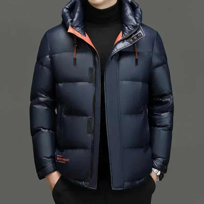Men's Down Jacket – Regular Fit – Water-repellent – Hood – Zip and Button Closure - Image 3