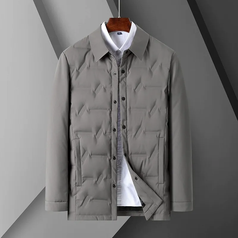 Men's Down Jacket – Slim Fit – Shirt Collar – Button Closure – Padded Design - Image 2