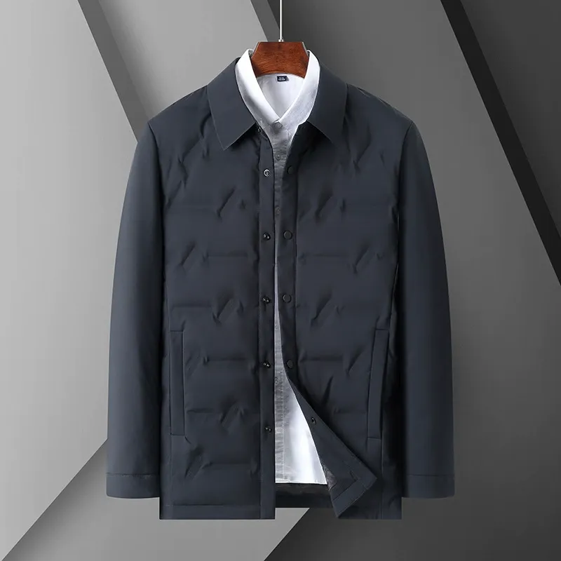 Men's Down Jacket – Slim Fit – Shirt Collar – Button Closure – Padded Design - Image 3