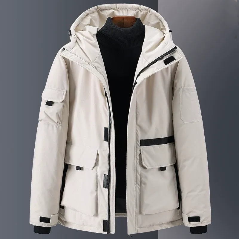 Men's Down Jacket – Water-repellent – Relaxed Fit – Hood – Multiple Pockets - Image 4