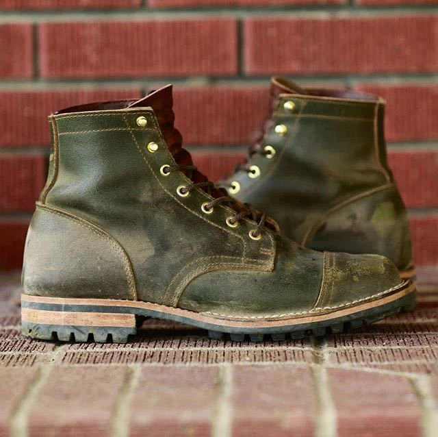 Men's ankle boots – Leather upper – Lace-up – Captoe – Rubber tread sole - Image 3