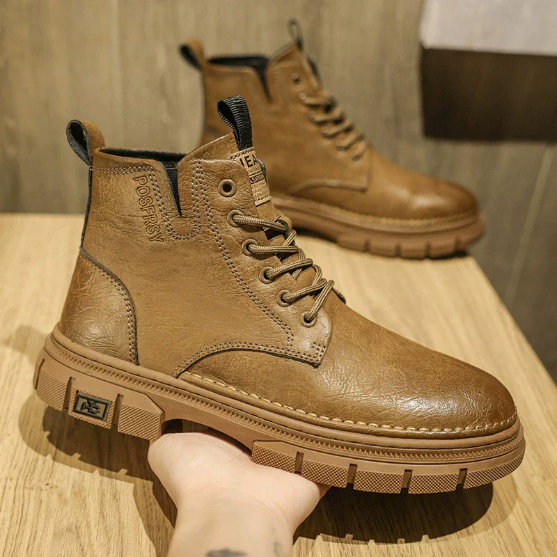 Men's Ankle Boots – Lace-Up Closure – Sturdy Structure – Rubber Tread Sole - Image 2