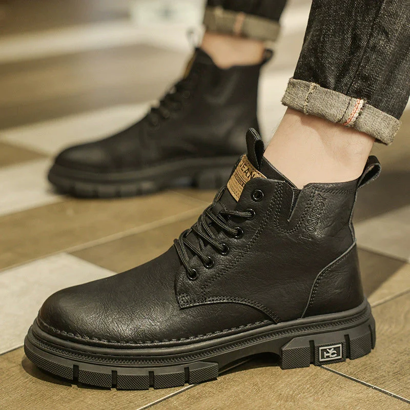 Men's Ankle Boots – Lace-Up Closure – Sturdy Structure – Rubber Tread Sole - Image 3