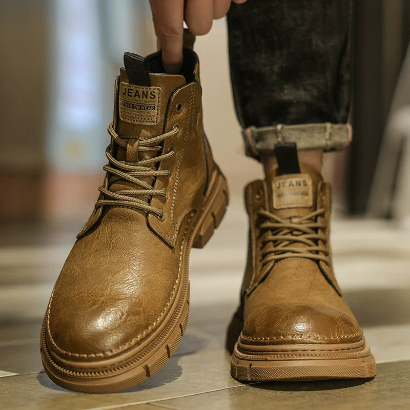 Men's Ankle Boots – Lace-Up Closure – Sturdy Structure – Rubber Tread Sole - Image 4