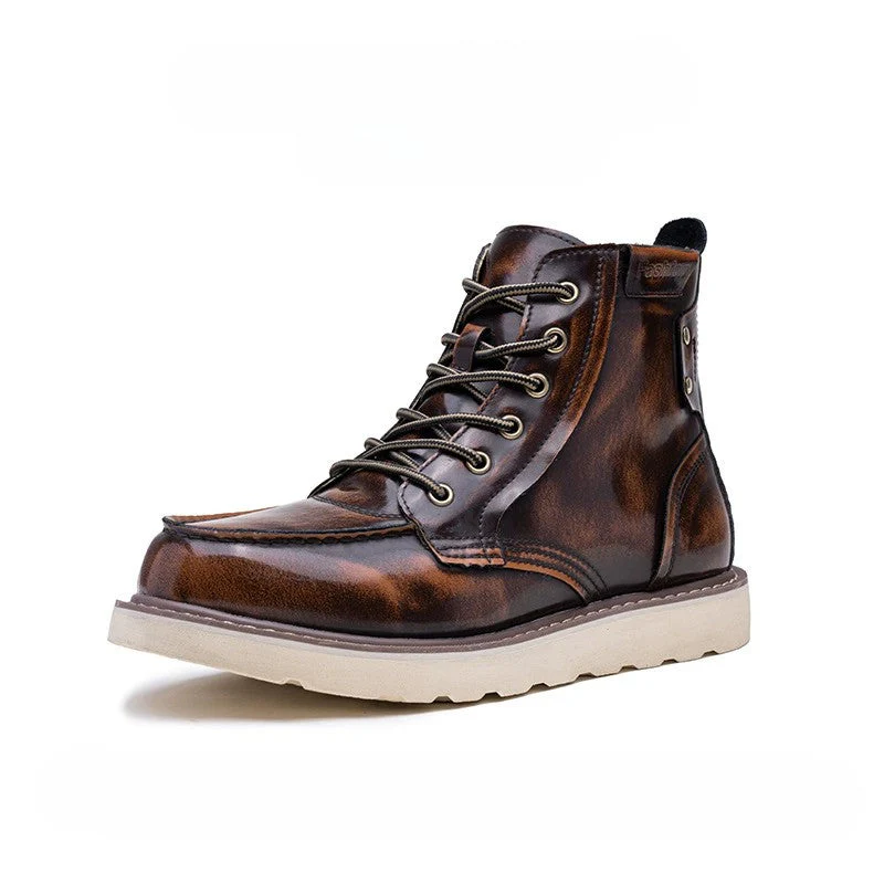 Men's Ankle Boots – Glossy Finish – Lace-Up Closure – Sturdy Lug Sole - Image 5