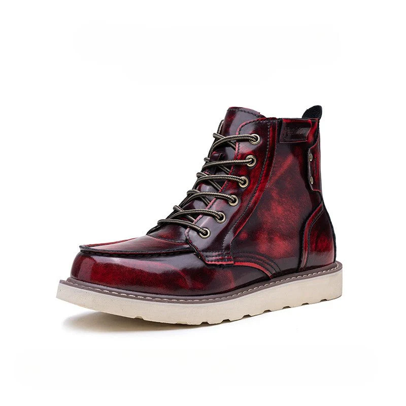 Men's Ankle Boots – Glossy Finish – Lace-Up Closure – Sturdy Lug Sole - Image 7