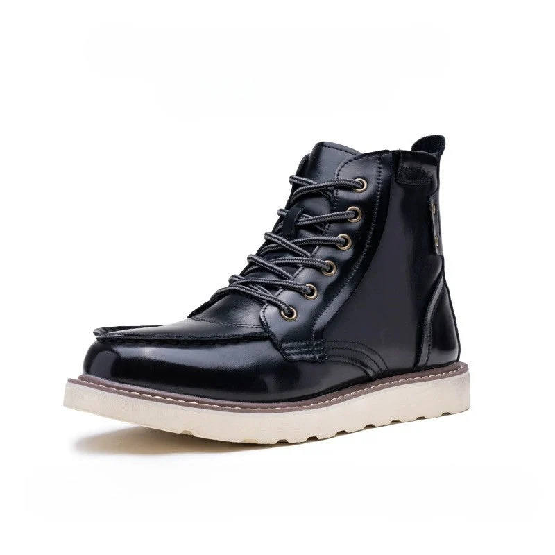 Men's Ankle Boots – Glossy Finish – Lace-Up Closure – Sturdy Lug Sole - Image 8