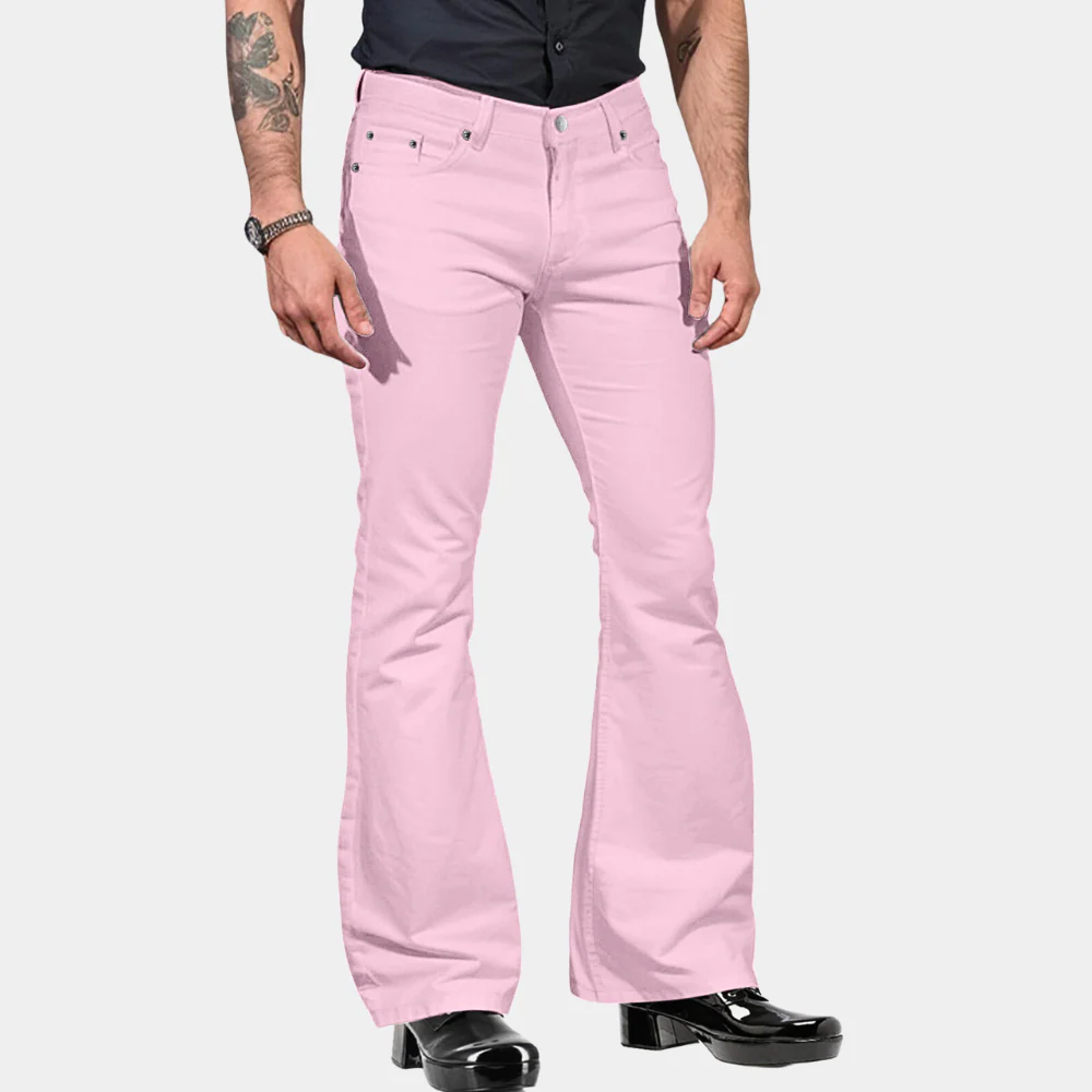 Men's Flared Trousers – High Waist – Tailored Fit – Cotton Blend – Retro Look - Image 4