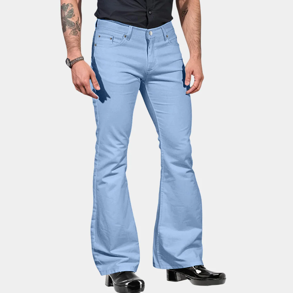 Men's Flared Trousers – High Waist – Cotton Blend – Retro Style – Regular Fit - Image 2