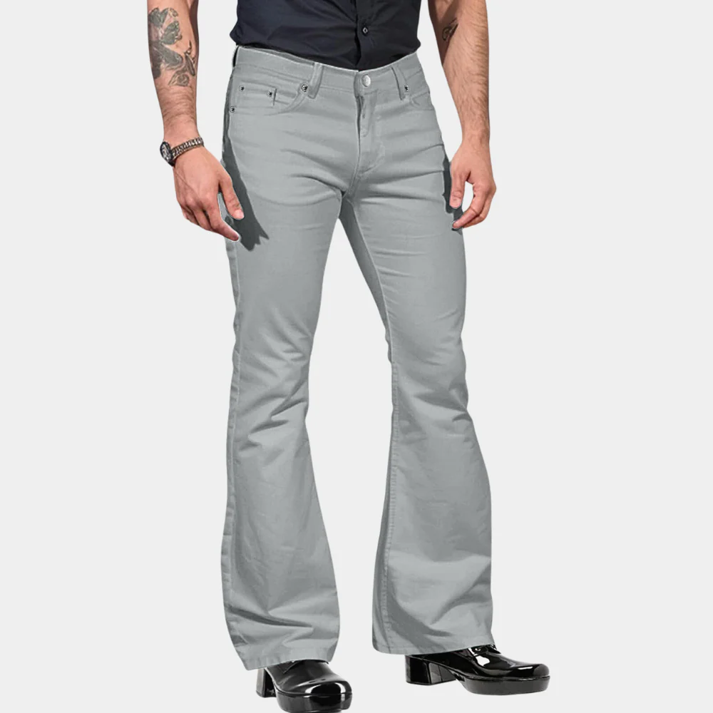 Men's Flared Trousers – High Waist – Cotton Blend – Retro Style – Regular Fit - Image 3