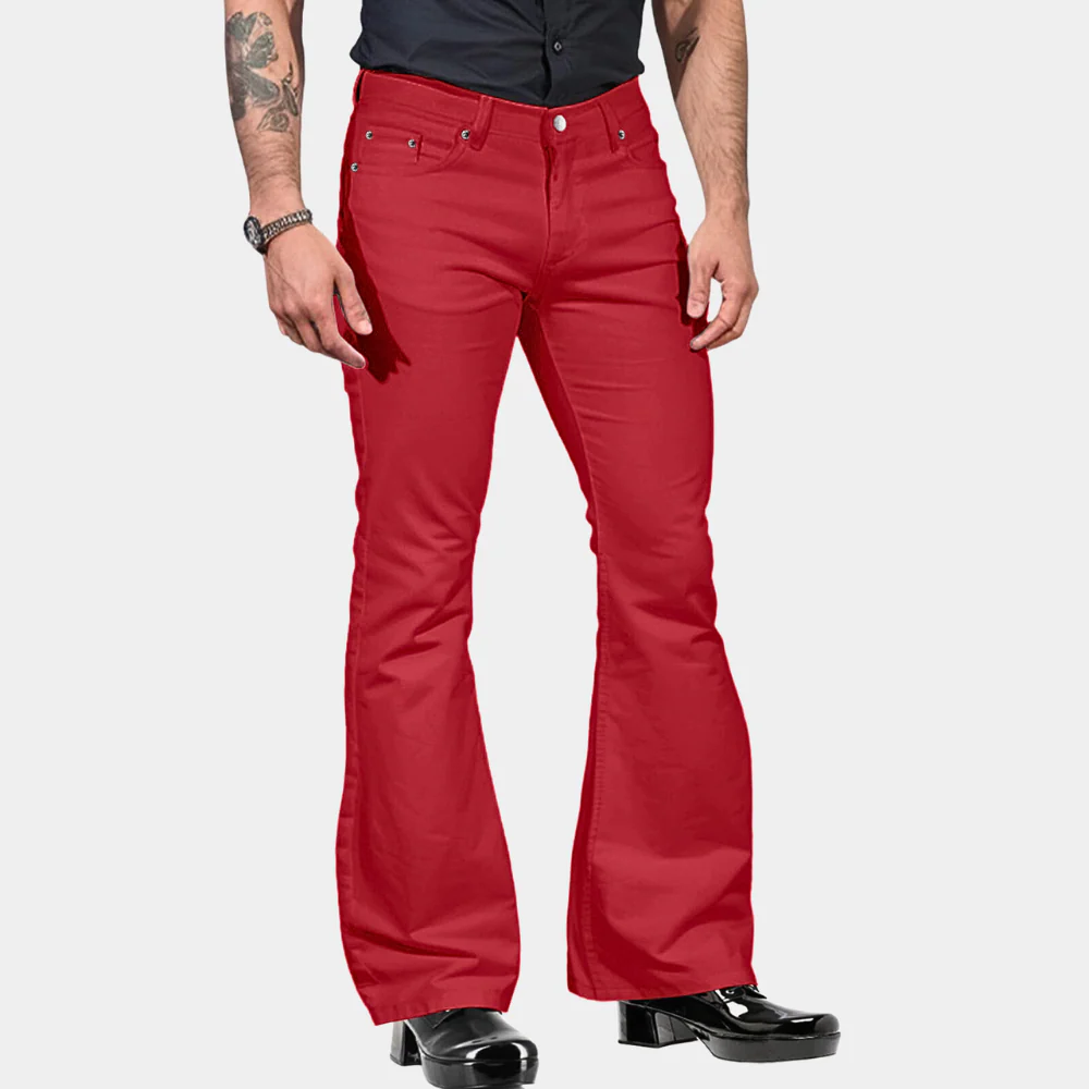 Men's Flared Trousers – High Waist – Cotton Blend – Retro Style – Regular Fit - Image 5