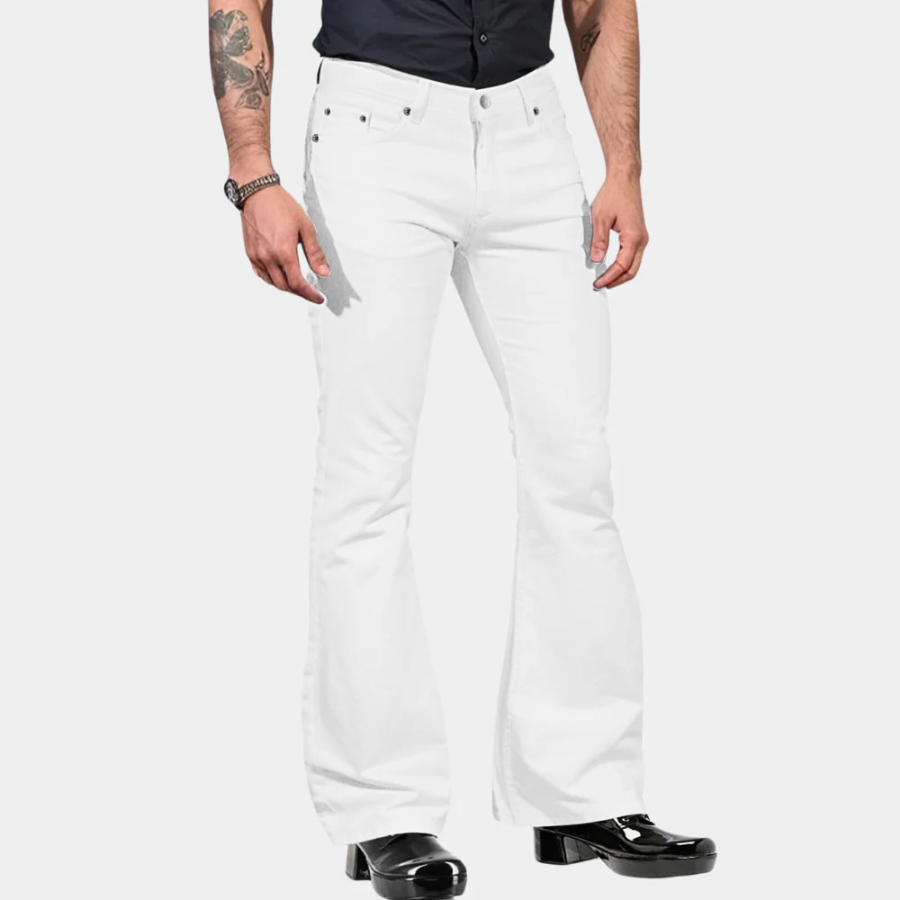 Men's Flared Trousers – High Waist – Cotton Blend – Retro Style – Regular Fit - Image 6
