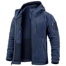 Men's Fleece Jacket – Relaxed Fit – Hood – Full Zip – Outdoor Pockets - Image 4