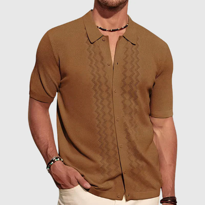 Men's Knitted Shirt – Relaxed Fit – Short Sleeve – Breathable Soft Knit – Casual Look - Image 2