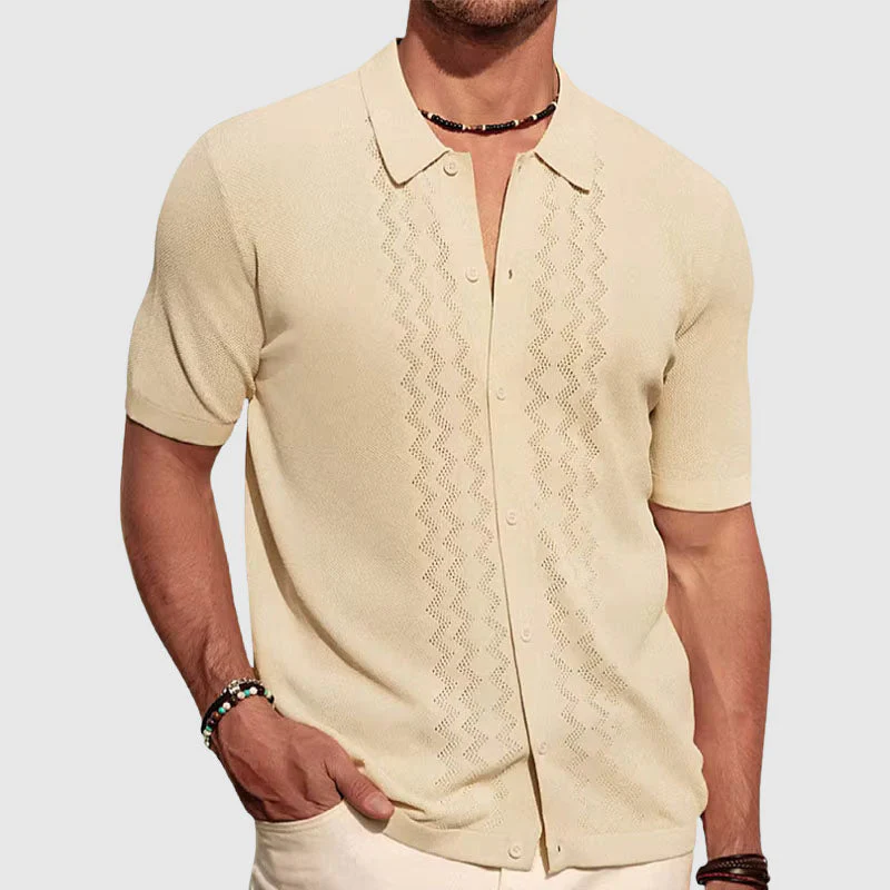 Men's Knitted Shirt – Relaxed Fit – Short Sleeve – Breathable Soft Knit – Casual Look - Image 3
