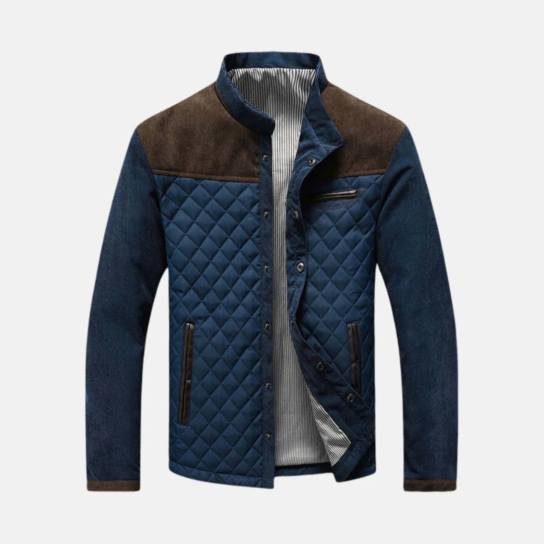 Men's Quilted Jacket – Slim Fit – Hybrid Fabric – Stand-up Collar – Snap Buttons - Image 2