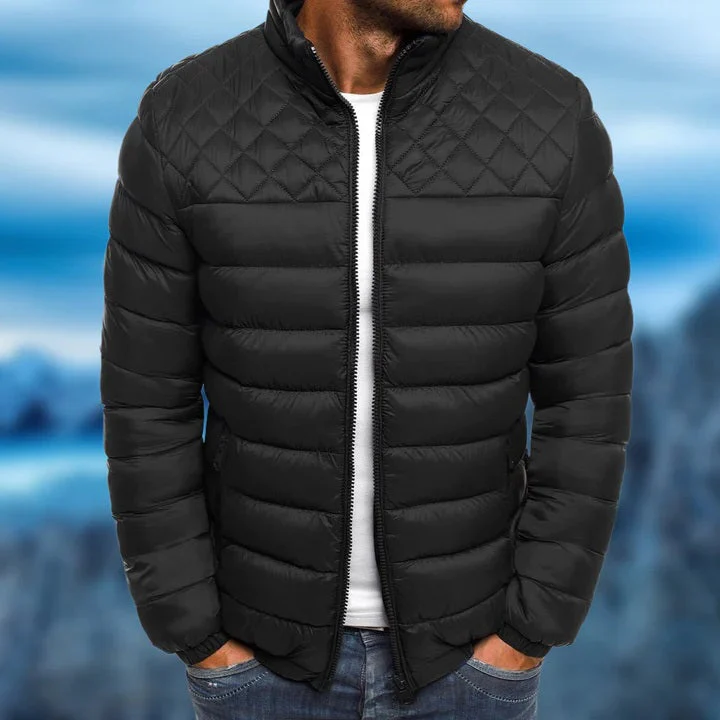 Men's Quilted Jacket – Water-repellent – Regular Fit – High Collar – Quilted Design - Image 3