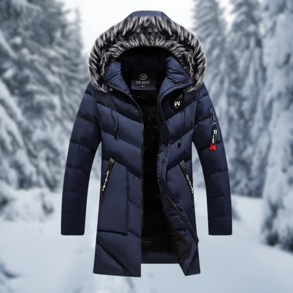 Men's Padded Jacket – Oversized Fit – Detachable Hood with Faux Fur – Mid-Length – Ribbed Trims - Image 3