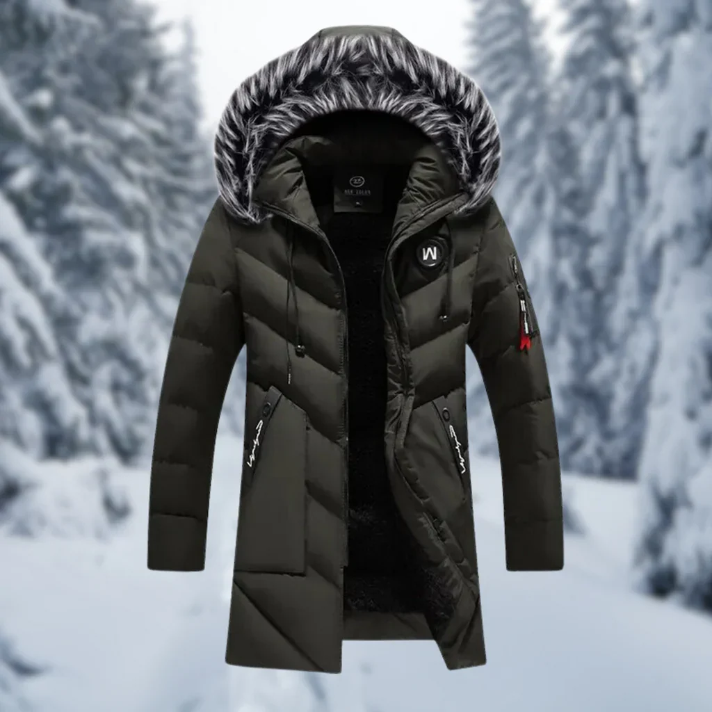 Men's Padded Jacket – Oversized Fit – Detachable Hood with Faux Fur – Mid-Length – Ribbed Trims - Image 4