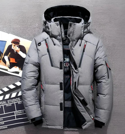 Men's Quilted Jacket – Water-repellent – Hood – Zipper Pockets – Quilt Texture - Image 2